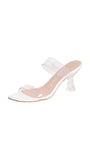 Stuart Weitzman Kristal Block Heel Slide Sandal S0369 Clear / White 9M
