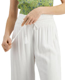 Womens Drawstring Elastic Waist Wide Leg Pants White S