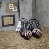A New Day Womens Serafina Heels Rhinestone Strap Back 94661781 Burgundy Red 6.5M