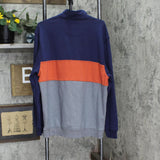 IZOD Mens Colorblock 1/4 Zip Pullover Fleece Sweatshirt Blue / Gray / Orange XL