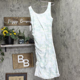 Skinny Girl Connie Side Ruched Midi Tank Dress Army Sage Montauk Camo Green L