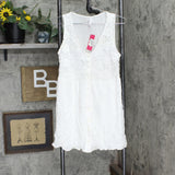 Xhilaration Women's Sleeveless Button-Front Lace Detail Dress TARD418BJ White M