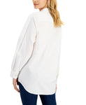 Tommy Hilfiger Women's Cotton Logo Pleated-Sleeve Shirt J2AM0050 White 2XL