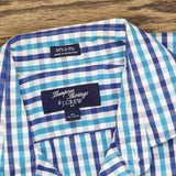 Thompson Shirtings by J. Crew Mens 80s 2-Ply Dress Shirt Blue Check XS 13-13 1/2