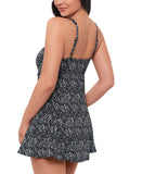 Swim Solutions Womens Abstract Bow Swimdress One Piece Swim Black / White 10