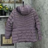 32 Degrees Womens Quilted Heat Puffer Hooded Jacket Coat Purple 2XL