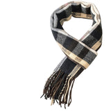 Alpine Swiss Mens Plaid Scarf Soft Winter Fringe 87987642 Brown Navy Multi