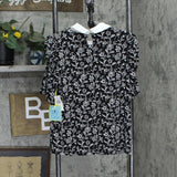 Cece Womens Printed Collared Top 7039609 Black Multi M