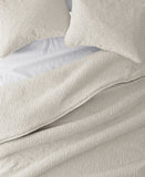 Noble Linens Home 3 Piece Floral Stitch Quilt Set Natural Off White Full / Queen