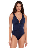 Lauren Ralph Lauren Over-The-Shoulder One Piece Swimsuit Dark Navy Blue 10