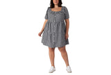 Black Tape Womens Trendy Plus Size Button Front Trapeze Dress Black / White X
