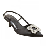 A New Day Womens Annette Satin Slingback Heels with Memory Foam Insole Black 9M