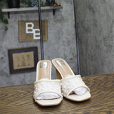 DV Dolce Vita Yossi Pearl Mesh Slide Dress Sandals Ivory Pearl Off White 9M