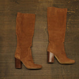 Michael Michael Kors Womens Leigh Suede Block Heel Dress Boots Luggage Brown 10M