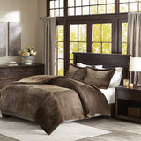 Madison Park Williams Corduroy Plush Comforter Mini Set Brown Full / Queen