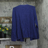 Belldini Embroidered Open-Front Cardigan with Stud Trim Twilight Blue 1X