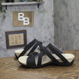 Bearpaw Acacia Microsuede Open Toe Strappy Slide Sandals 91373686 Black 8M