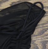 Becca Womens Bandeau Muse Mesh Overlay Tankini Ruched Swim Top 733557 Black XL