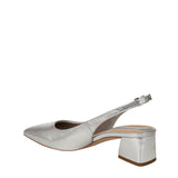 Franco Sarto Racer Slingback Low Block Heel Pointed Toe Pump Silver Gray 6.5M