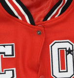 Ring of Fire Boys Snap Front West Coast California Varsity Jacket Red / Black L