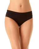 Anne Cole Womens High Waist to Fold Over Shirred Bikini Bottom MYMB36001 Black M