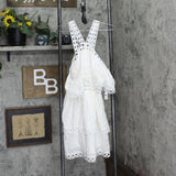 Aqua Womens Crochet-Inset Ruffled Eyelet Dress IDB72431 White M