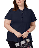 Tommy Hilfiger Womens Classic Collar Short Sleeve Polo Shirt Navy Blue 0X