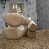A New Day Accent Crisscross Strappy Block Heel Sandals Light Taupe Brown 9.5M