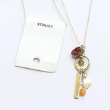 Express Ring Cluster Geode Bead Rhinestone Pendant Necklace Gold / Red 31" + 3"