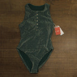 Andie Malibu Metallic Adjustable High Neck One-Piece Swimsuit Cascade Green M