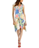 JM Collection Womens Knit Floral Jacquard Dress Starfish Combo White Multi L