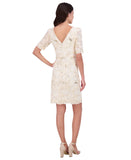 Eliza J Womens Sequin-Lace Puff-Shoulder Dress EJ4M3436 Ivory Off White 6