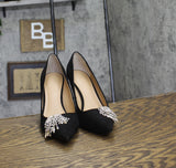 INC International Concepts Womens Saija Pumps Embellished Black Microsuede 8.5M
