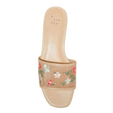 A New Day Embroidered Mesh Slide Sandals with Memory Foam Insole Tan Brown 7M
