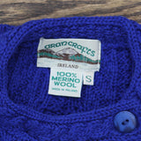 Aran Crafts Merino Wool Crew Neck Cape Button Sweater Poncho A290439 Blue S