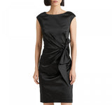 Lauren Ralph Lauren Tie-Waist Charmeuse Cocktail Dress 253881972003 Black 14