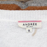 Andree by Unit Womens Acrylic Blend Colorblock Sweater Green Brown Multi 1X