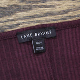 Lane Bryant Ribbed Elastic Bottom Split V-Neck Blouse Shirt Top Purple 26/28