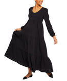 Motherhood Maternity Long Sleeve Scoop Neck Maternity Maxi Dress Core Black S