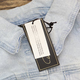 DG2 by Diane Gilman Ruffled-Hem Classic Stretch Denim Jacket Chambray Blue XL