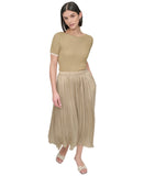 DKNY Womens Crushed Crease Woven Midi Skirt P5DNSB53 Pale Moss Brown Green M