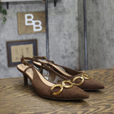 A New Day Womens Tabitha Oversized Chain Sling Back Heels 94305249 Brown 9M