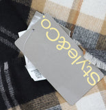 Style & Co. Tartan Plaid Fringe Scarf SC9542501 Black Neutral Multi