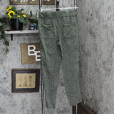 Womens Elastic Waist Smooth Denim Pants Green See Measurements