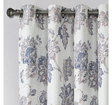 Max Blackout Print Grommet Blackout Single Curtain Panel Navy / Gray 50x95