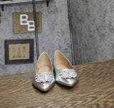 Journee Collection Width Slip On Pointed Toe Ballet Dress Flats Silver Gray 5.5W