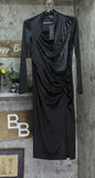 Donna Karan Womens Velvet Ruched Sheath Dress KA4V25R0 Black 4