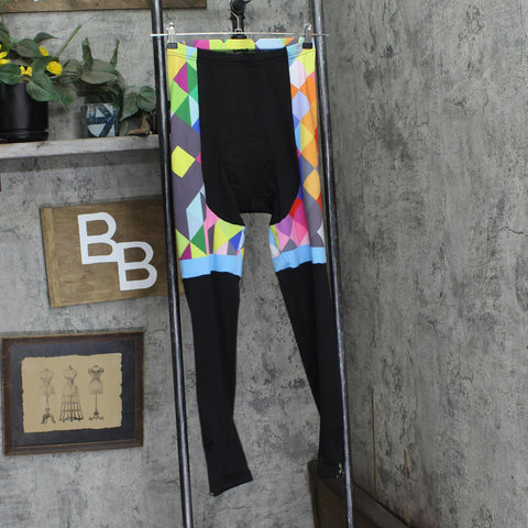 Aogda Womens Fleece Lined Cycling Pants w/ Leg Zip Black Multi L