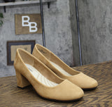 Easy Street Proper Womens Block Heel Pumps PROPER Sand Suede Brown 9.5M