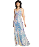 Say Yes To The Prom Back Iridescent Sequin Prom Dress Gown Pink / Multi 7 / 8